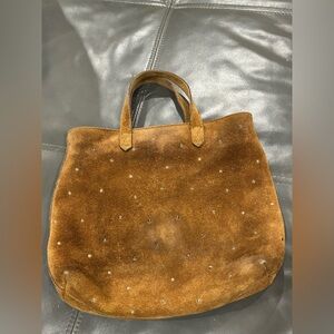 Madewell Tan Suede Tote with Studs